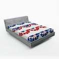 thumbnail image 1 of Ambesonne American Flag Fitted Sheet, Ribbon Pattern, Queen Size, Blue Red, 1 of 2