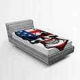 thumbnail image 1 of Ambesonne American Flag Fitted Sheet, Scary Skull Art, Twin XL Size, Blue White Red, 1 of 3