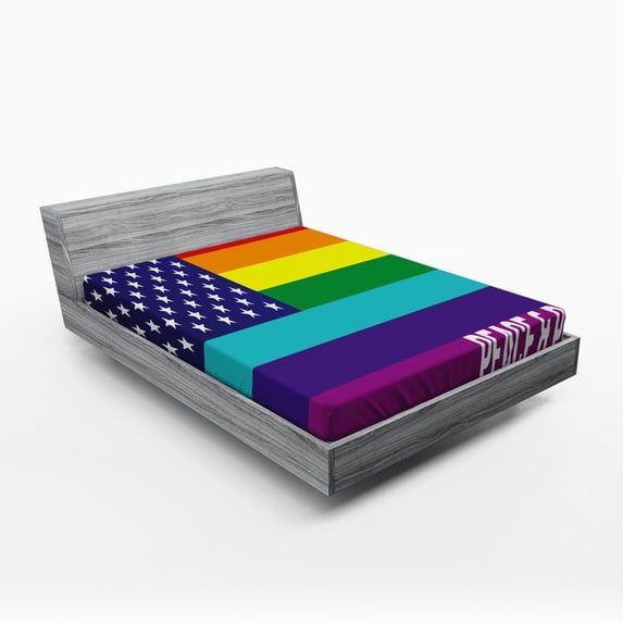 Ambesonne American Flag Fitted Sheet, Stars Peace Pride, Queen Size, Multicolor