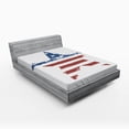 thumbnail image 1 of Ambesonne American Flag Fitted Sheet, Stars Stripes, Full Size, Navy Brown, 1 of 2