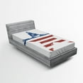 thumbnail image 1 of Ambesonne American Flag Fitted Sheet, Stars Stripes, Twin Size, Navy Brown, 1 of 2