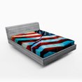 thumbnail image 1 of Ambesonne American Flag Fitted Sheet, Wind Flagpole, Full Size, Blue Red, 1 of 2