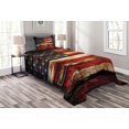 thumbnail image 1 of Ambesonne American Flag Quilted Coverlet 2 Pcs, Vintage Wooden, Twin Size, Multicolor, 1 of 3