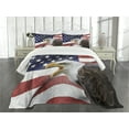 thumbnail image 1 of Ambesonne American Flag Quilted Bedspread Set 3 Pcs, Bald Eagle, Queen Size, Multicolor, 1 of 5