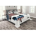 thumbnail image 1 of Ambesonne American Flag Quilted Bedspread Set 3 Pcs, Eagle and Stripe, Queen Size, Navy Maroon, 1 of 3