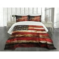 thumbnail image 1 of Ambesonne American Flag Quilted Bedspread Set 3 Pcs, Vintage Wooden, King Size, Multicolor, 1 of 5