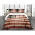thumbnail image 1 of Ambesonne American Flag Quilted Bedspread Set 3 Pcs, Wood Design Flag, King Size, Blue Red, 1 of 5