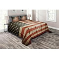 thumbnail image 1 of Ambesonne American Flag Quilted Coverlet 3 Pcs, Wood Design Flag, King Size, Blue Red, 1 of 2