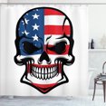 thumbnail image 1 of Ambesonne American Flag Shower Curtain, Scary Skull Art, 69"Wx84"L, Blue White Red, 1 of 4