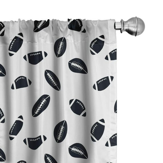 Ambesonne American Football Curtains, Black Balls, Pair of 28"x63", Black White