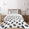 thumbnail image 1 of Ambesonne American Football Quilted Bedspread Set 2 Pcs, Black Balls, Twin Size, Black White, 1 of 3