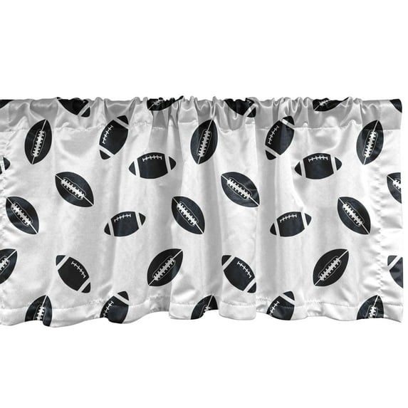 Ambesonne American Football Window Valance, Black Balls, 42" x 18", Black White