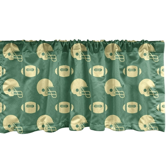 Ambesonne American Football Window Valance, Retro Balls, 42" x 12", Green Cream
