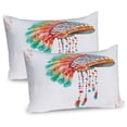 thumbnail image 1 of Ambesonne American Pillow Sham 2 Pack, Tribe Chief Themed Design, 36"x20", Orange Blue, 1 of 3