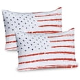 thumbnail image 1 of Ambesonne American Pillow Sham 2 Pack, Vector Grunge Texture, 30"x20", White Blue and Vermilion, 1 of 3
