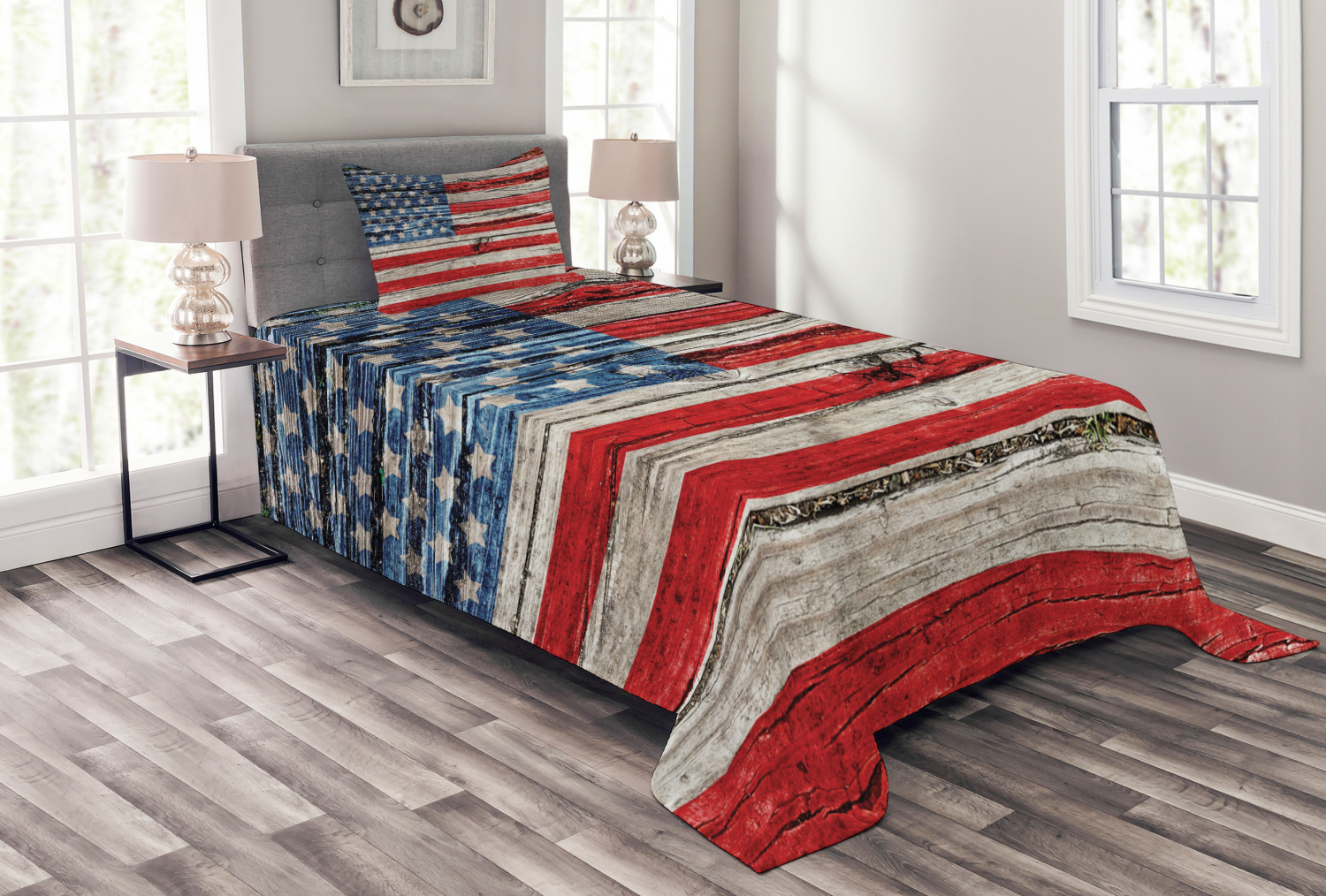 Twin White Quilted Bedspread Set with Pillow Sham