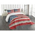 thumbnail image 1 of Ambesonne American Quilted Bedspread Set 3 Pcs, Fourth of July Theme, King Size, Blue Red Beige, 1 of 5