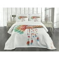 thumbnail image 1 of Ambesonne American Quilted Bedspread Set 3 Pcs, Tribe Chief Themed Design, Queen Size, Orange Blue, 1 of 5