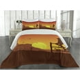 thumbnail image 1 of Ambesonne American Quilted Coverlet 3 Pcs, Wild West Sunset Scene, King Size, Burnt Orange, 1 of 4