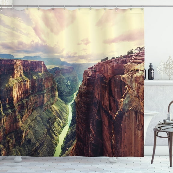Ambesonne American Shower Curtain, Grand Canyon River, 69"Wx70"L, Multicolor