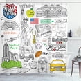 thumbnail image 1 of Ambesonne American Shower Curtain, New York City Sketch Art, 69"Wx75"L, White, 1 of 4