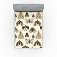 thumbnail image 1 of Ambesonne American Traditional Fitted Sheet, Oldschool Moth, Queen Size, Camel Cream Charcoal Grey, 1 of 5