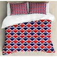 thumbnail image 1 of Ambesonne Americana Duvet Cover Sets, Half Triangles, 2-Queen, Red Dark Blue and White, 1 of 3