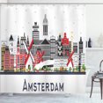 thumbnail image 1 of Ambesonne Amsterdam Shower Curtain, Travel Spots Holland City, 69"Wx84"L, Vermilion White, 1 of 3