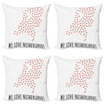 thumbnail image 1 of Ambesonne Amsterdam Throw Pillow Cover 4 Pack, Love Netherlands Wording, 16", Vermilion Charcoal Grey, 1 of 2