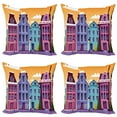 thumbnail image 1 of Ambesonne Amsterdam Throw Pillow Cover 4 Pack, Streets Dutch Residences, 16", Pale Orange Multicolor, 1 of 2