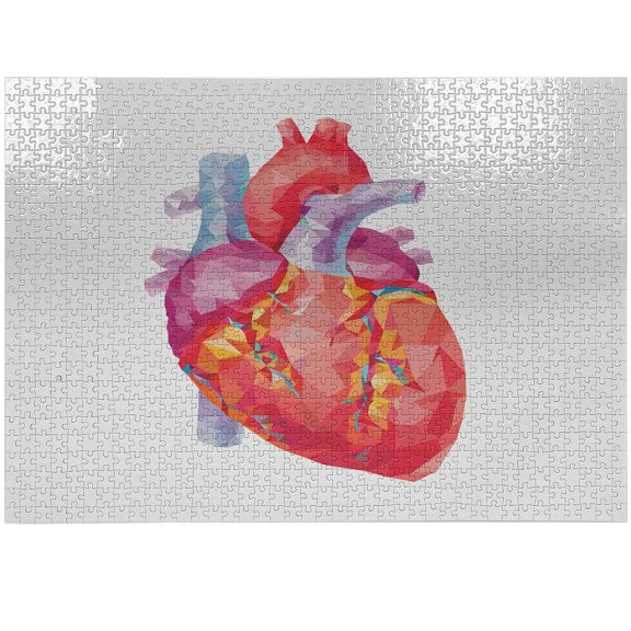 Ambesonne Anatomy Jigsaw Puzzle Durable Cardboard, Polygon Art Human Heart, 1000 pcs, Multicolor