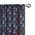 thumbnail image 1 of Ambesonne Anchor Window Curtains, Abstract Sea Grunge Worn, Each 28" W x 63" L, Vermilion Dark Blue, 1 of 5