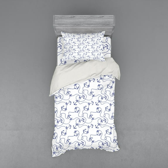 Ambesonne Anchor Bedding Set 3 Pcs, Hand Drawn Anchors, Twin, undefined