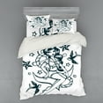 thumbnail image 1 of Ambesonne Anchor Bedding Set 4 Pcs, Pin-up Girl Sailor Suit, Queen, Teal and White, 1 of 3