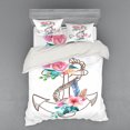 thumbnail image 1 of Ambesonne Anchor Bedding Set 4 Pcs, Spring Blossoms Feathers, Queen, Brown Pale Pink, 1 of 3