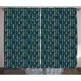thumbnail image 1 of Ambesonne Anchor Curtains 2 Panel Set, Maritime Sailing Travel, 108" x 63", Dark Blue Green White, 1 of 3