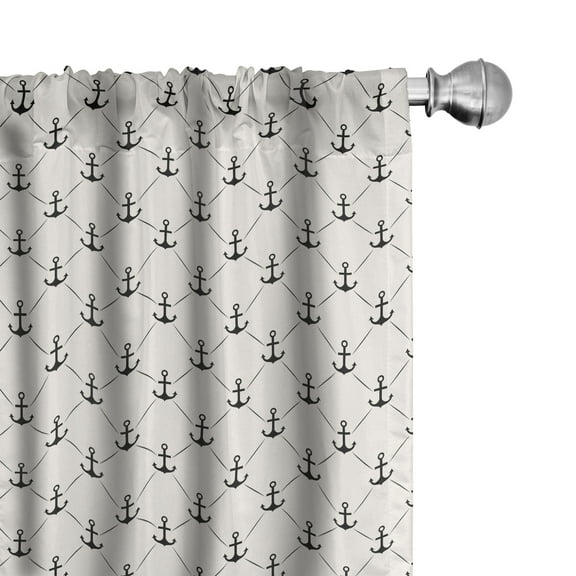 Ambesonne Anchor Curtains, Abstract Retro Sailing, Pair of 28"x84", Off White Black