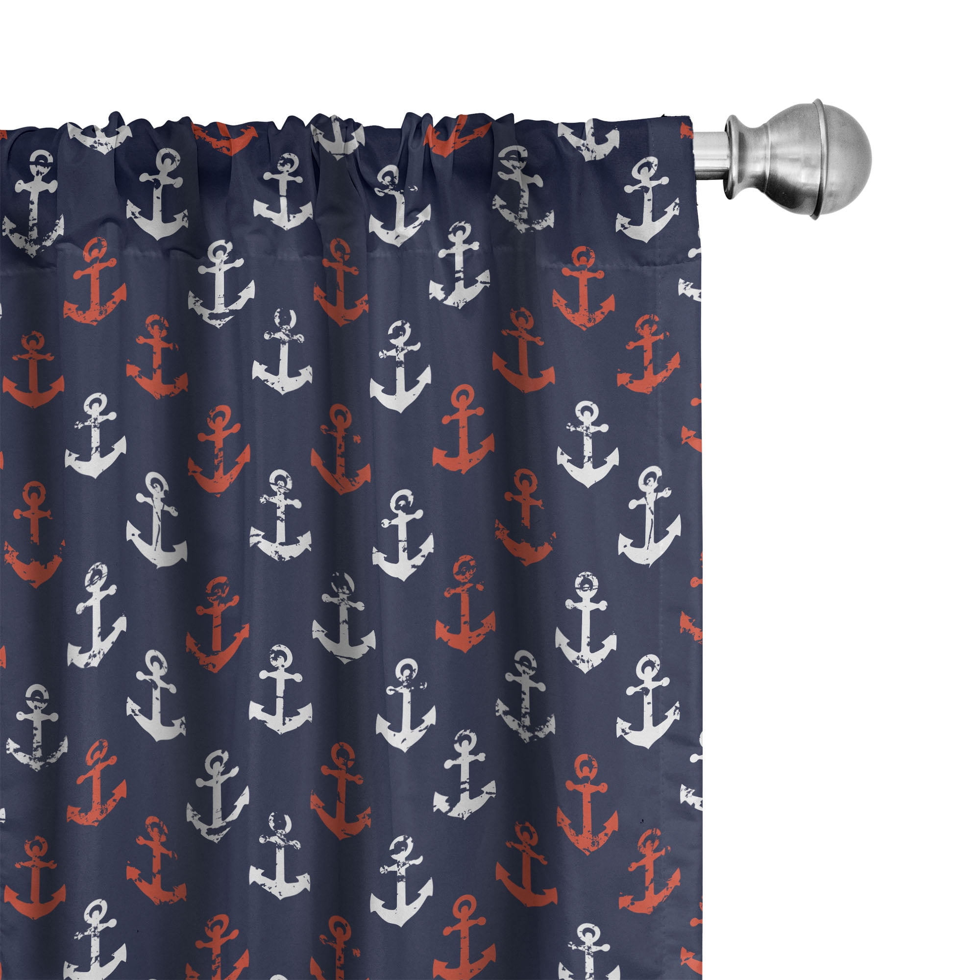 Ambesonne Anchor Curtains, Abstract Sea Grunge Worn, Pair of 28"x84