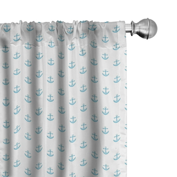 Ambesonne Anchor Curtains, Blue Vivid Pattern, Pair of 28"x63", Sky Blue White