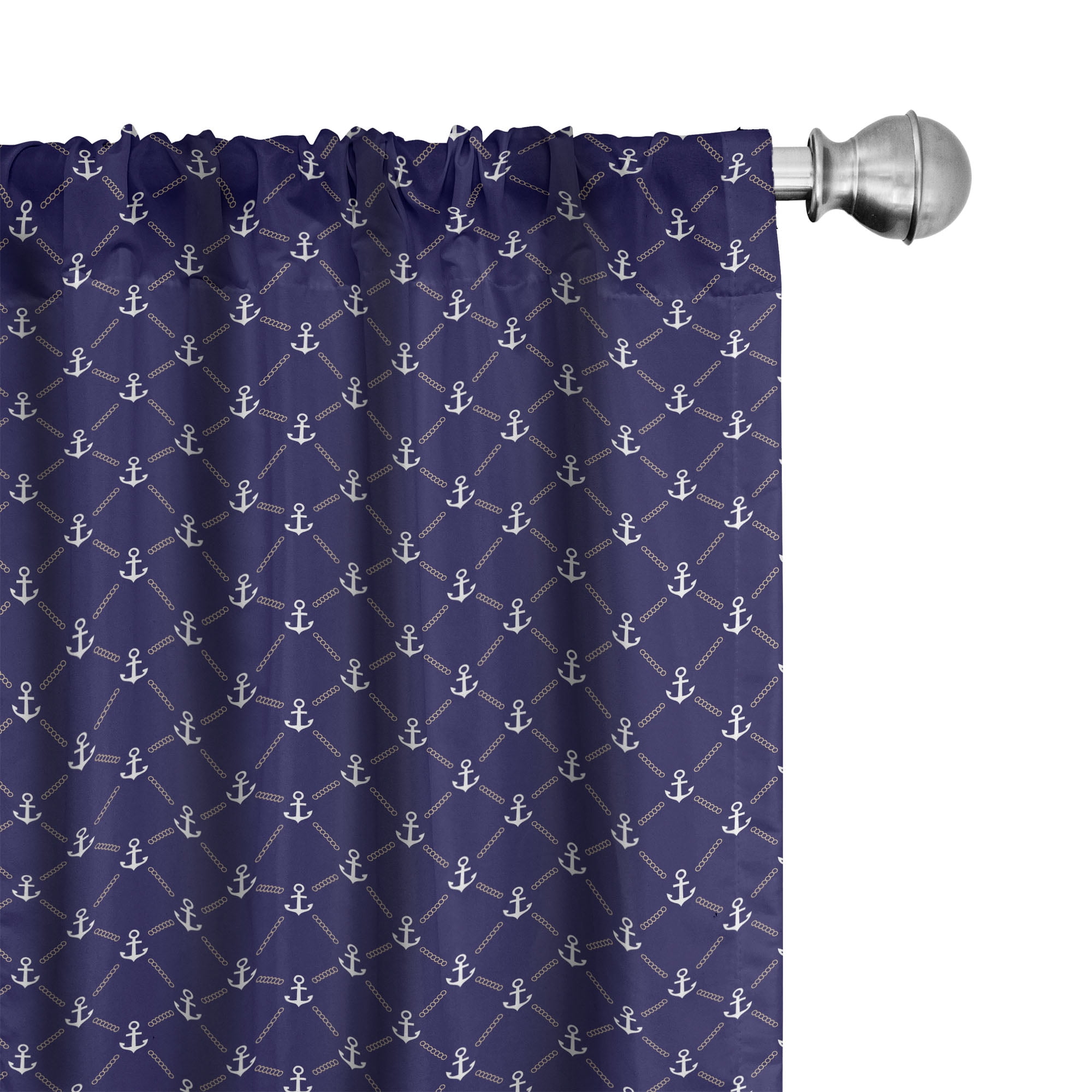 Ambesonne Anchor Curtains, Chain, Pair of 28"x95", Royal Blue White