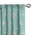 thumbnail image 1 of Ambesonne Anchor Curtains, Nautical Seagull Helm, Pair of 28"x63", Seafoam Salmon and White, 1 of 5