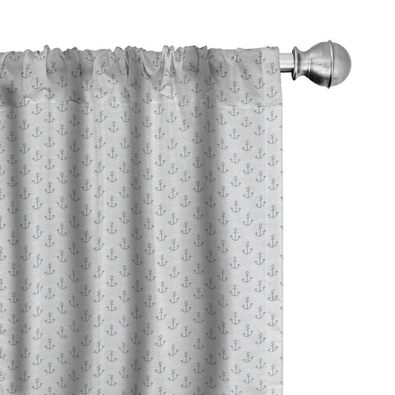 Ambesonne Anchor Curtains, Wave Pattern, Pair of 28"x84", Grey Pale Grey White