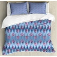 thumbnail image 1 of Ambesonne Anchor Duvet Cover Sets, Anchors Slhouettes Waves, 2-King, Blue Dark Coral White, 1 of 7