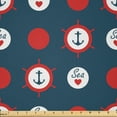 thumbnail image 1 of Ambesonne Anchor Fabric by the Yard Microfiber, Marine Ship Helm Design, 3 Yards, Night Blue Vermilion, 1 of 1