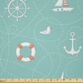 thumbnail image 1 of Ambesonne Anchor Fabric by the Yard Microfiber, Nautical Seagull Helm, 5 Yards, Seafoam Salmon and White, 1 of 2