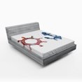thumbnail image 1 of Ambesonne Anchor Fitted Sheet, Nautical Steering Wheel, Full Size, Pink Blue, 1 of 2