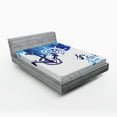 thumbnail image 1 of Ambesonne Anchor Fitted Sheet, Nautical Wheel Ocean, Full Size, Blue and White, 1 of 2