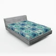 thumbnail image 1 of Ambesonne Anchor Fitted Sheet, Ships Wheel Turquoise, Queen Size, Turquoise Navy, 1 of 3