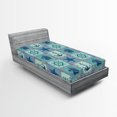 thumbnail image 1 of Ambesonne Anchor Fitted Sheet, Ships Wheel Turquoise, Twin XL Size, Turquoise Navy, 1 of 3
