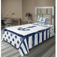 thumbnail image 1 of Ambesonne Anchor Fitted & Top Sheet Set with Sham, Grunge Boat Navy Theme, Dark Blue White, 1 of 4